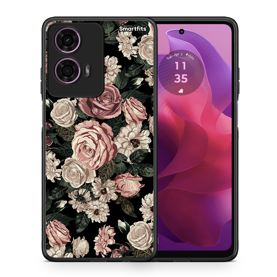 Θήκη Motorola G24 Wild Roses Flower από τη Smartfits με σχέδιο στο πίσω μέρος και μαύρο περίβλημα | Motorola G24 Wild Roses Flower case with colorful back and black bezels