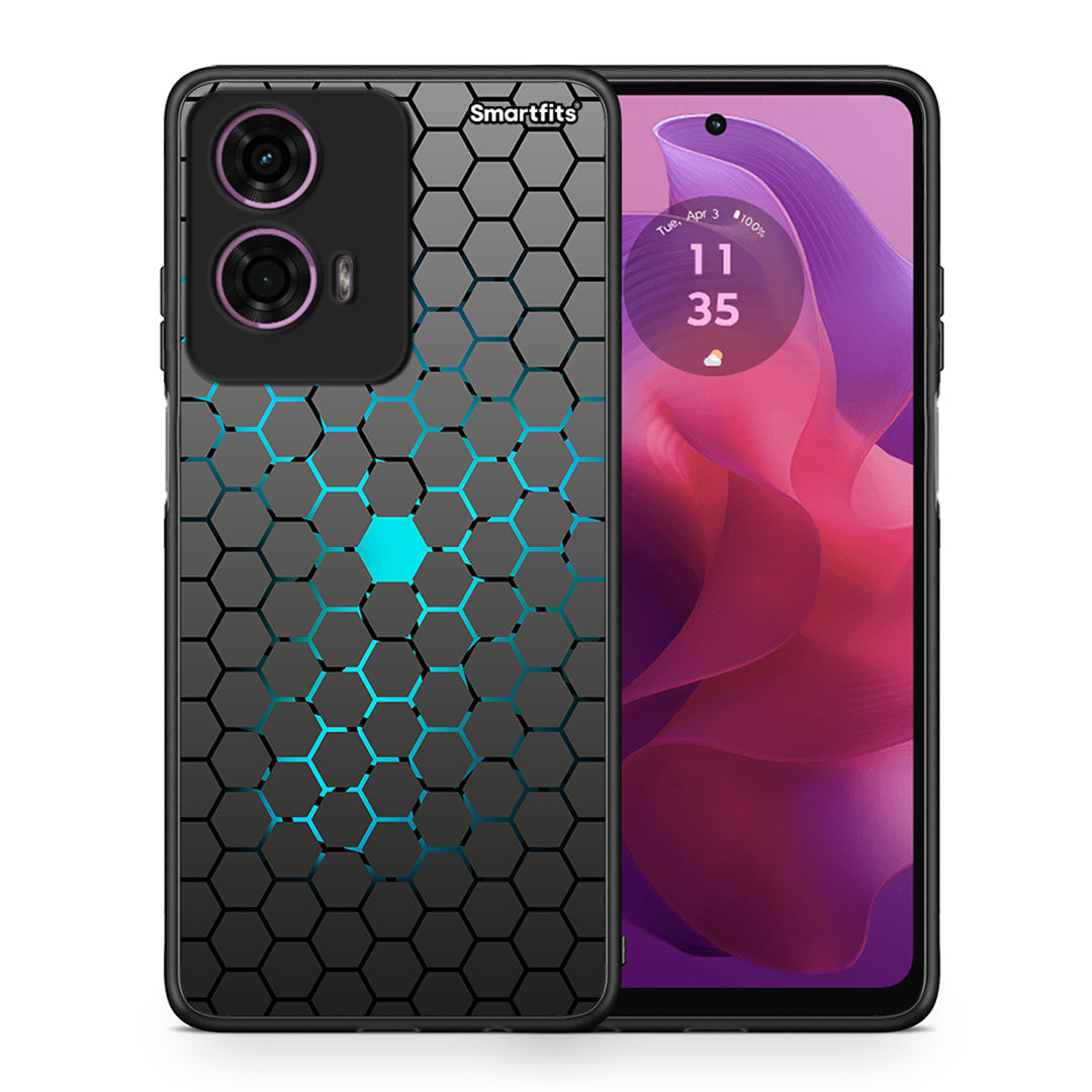 Θήκη Motorola G24 Hexagonal Geometric από τη Smartfits με σχέδιο στο πίσω μέρος και μαύρο περίβλημα | Motorola G24 Hexagonal Geometric case with colorful back and black bezels