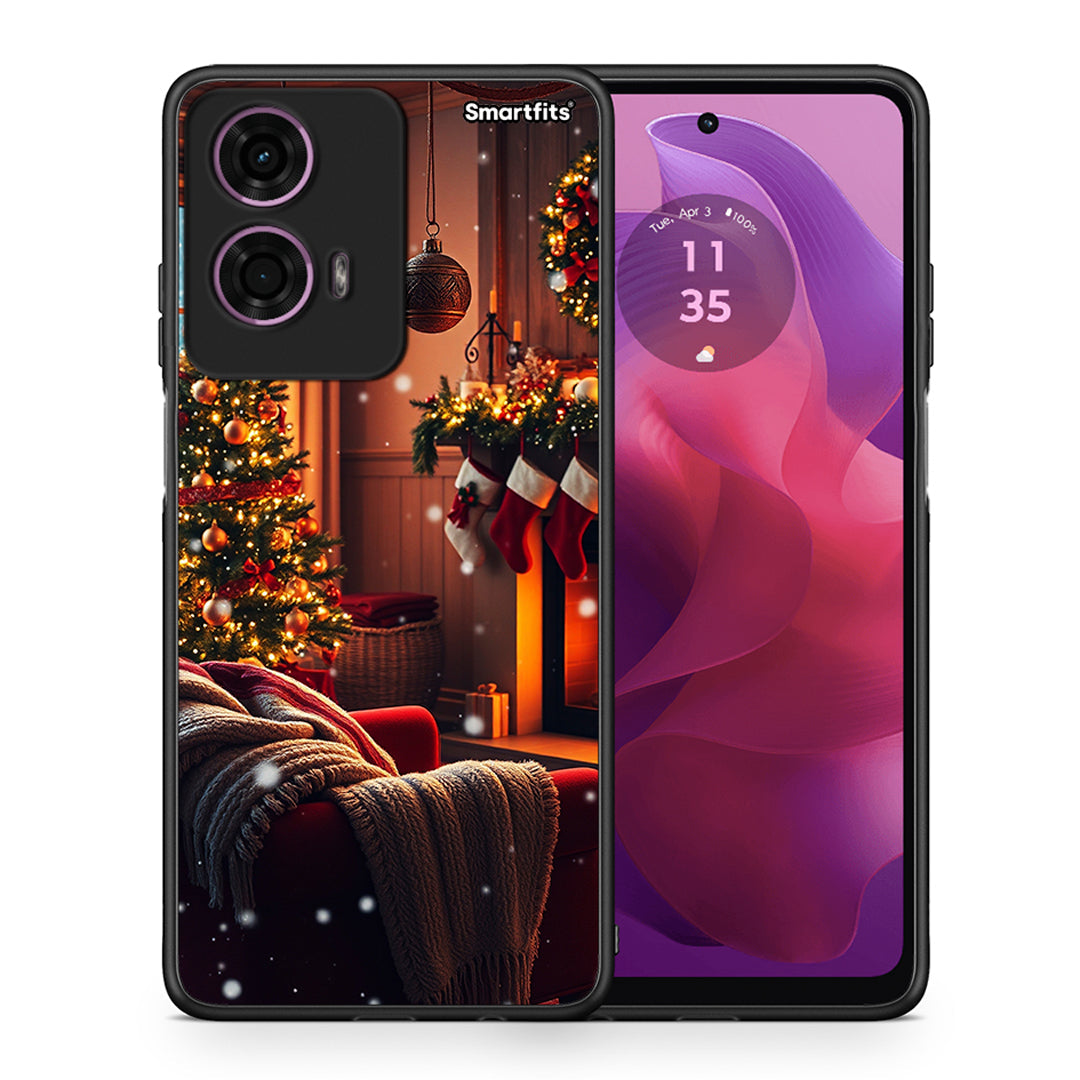 Θήκη Motorola G24 Home For Christmas από τη Smartfits με σχέδιο στο πίσω μέρος και μαύρο περίβλημα | Motorola G24 Home For Christmas case with colorful back and black bezels