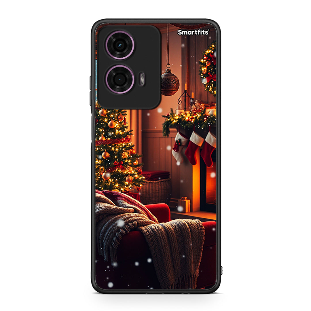 Motorola G24 Home For Christmas θήκη από τη Smartfits με σχέδιο στο πίσω μέρος και μαύρο περίβλημα | Smartphone case with colorful back and black bezels by Smartfits