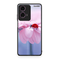 Thumbnail for Motorola G24 Ladybug Flower θήκη από τη Smartfits με σχέδιο στο πίσω μέρος και μαύρο περίβλημα | Smartphone case with colorful back and black bezels by Smartfits