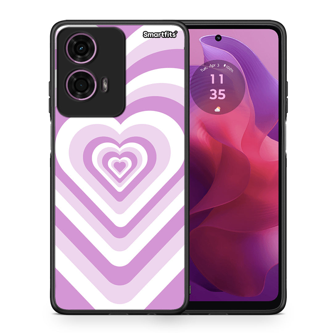 Θήκη Motorola G24 Lilac Hearts από τη Smartfits με σχέδιο στο πίσω μέρος και μαύρο περίβλημα | Motorola G24 Lilac Hearts case with colorful back and black bezels