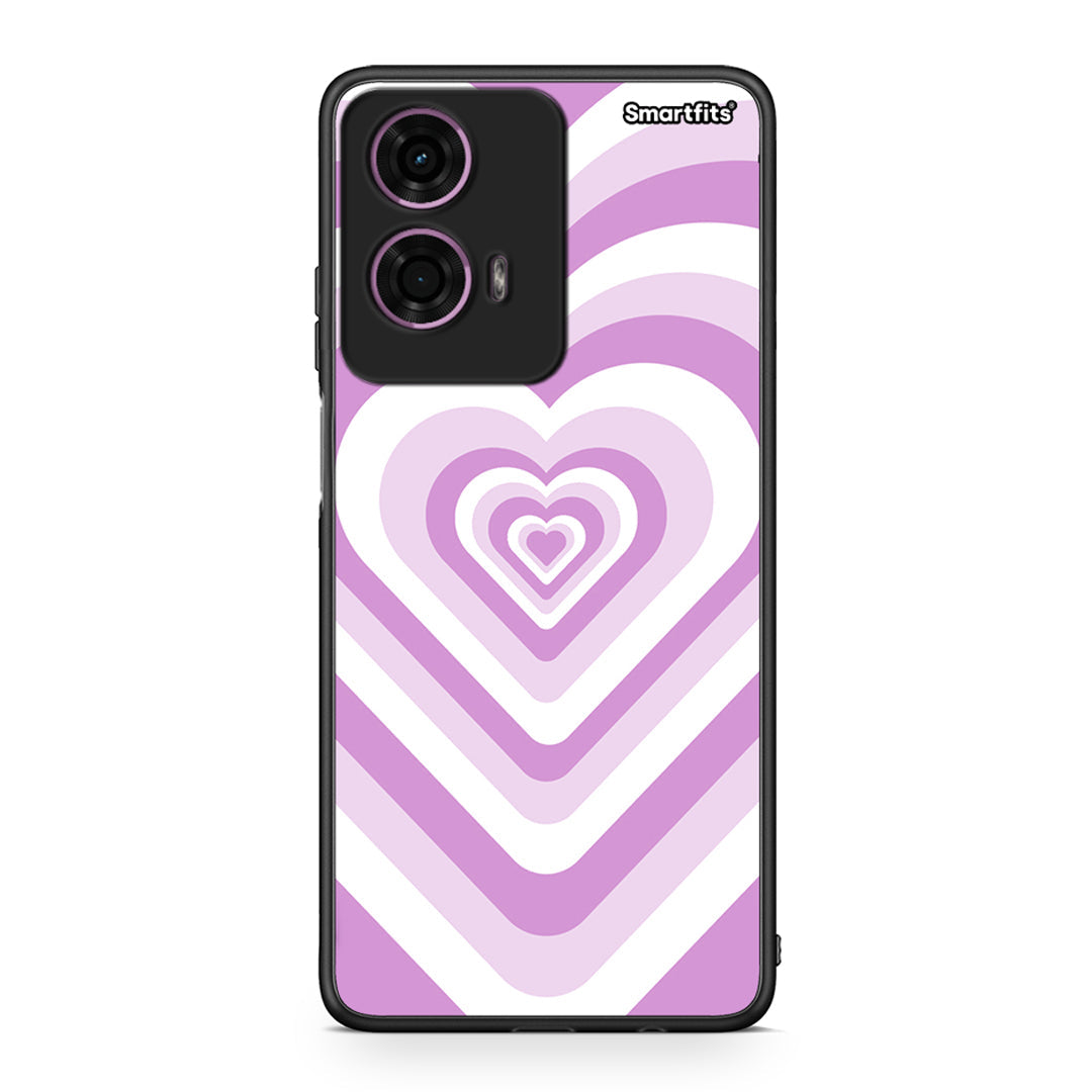 Motorola G24 Lilac Hearts θήκη από τη Smartfits με σχέδιο στο πίσω μέρος και μαύρο περίβλημα | Smartphone case with colorful back and black bezels by Smartfits