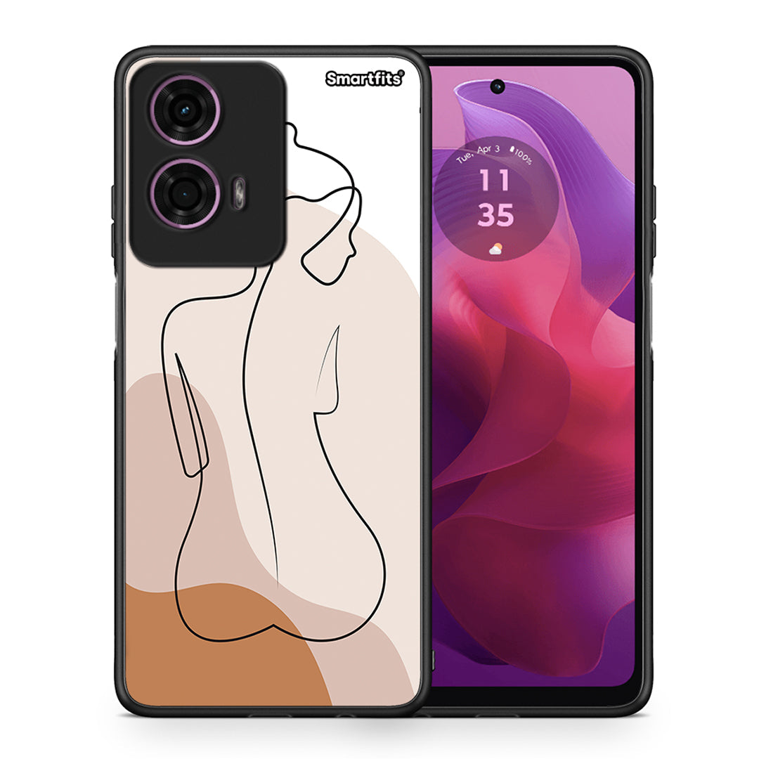 Θήκη Motorola G24 LineArt Woman από τη Smartfits με σχέδιο στο πίσω μέρος και μαύρο περίβλημα | Motorola G24 LineArt Woman case with colorful back and black bezels