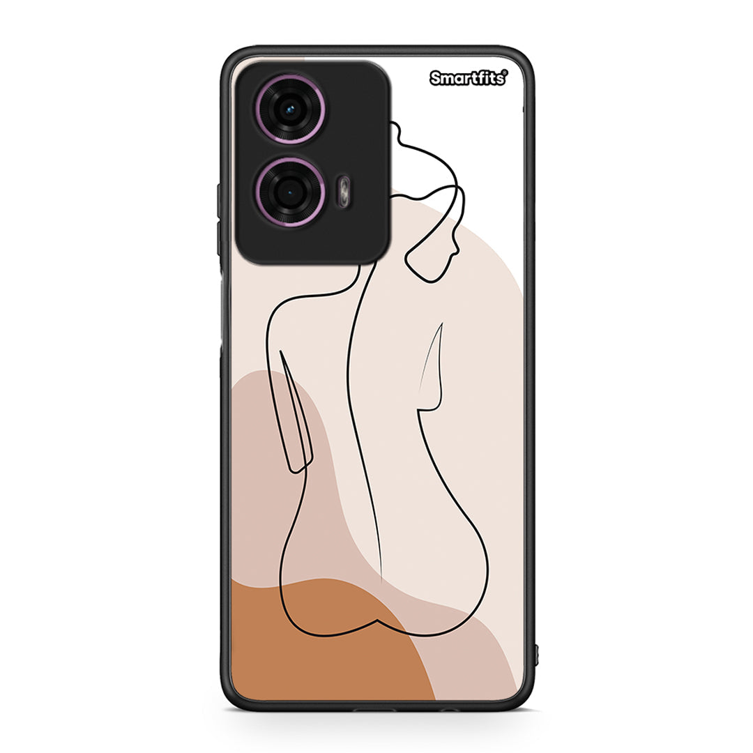 Motorola G24 LineArt Woman θήκη από τη Smartfits με σχέδιο στο πίσω μέρος και μαύρο περίβλημα | Smartphone case with colorful back and black bezels by Smartfits