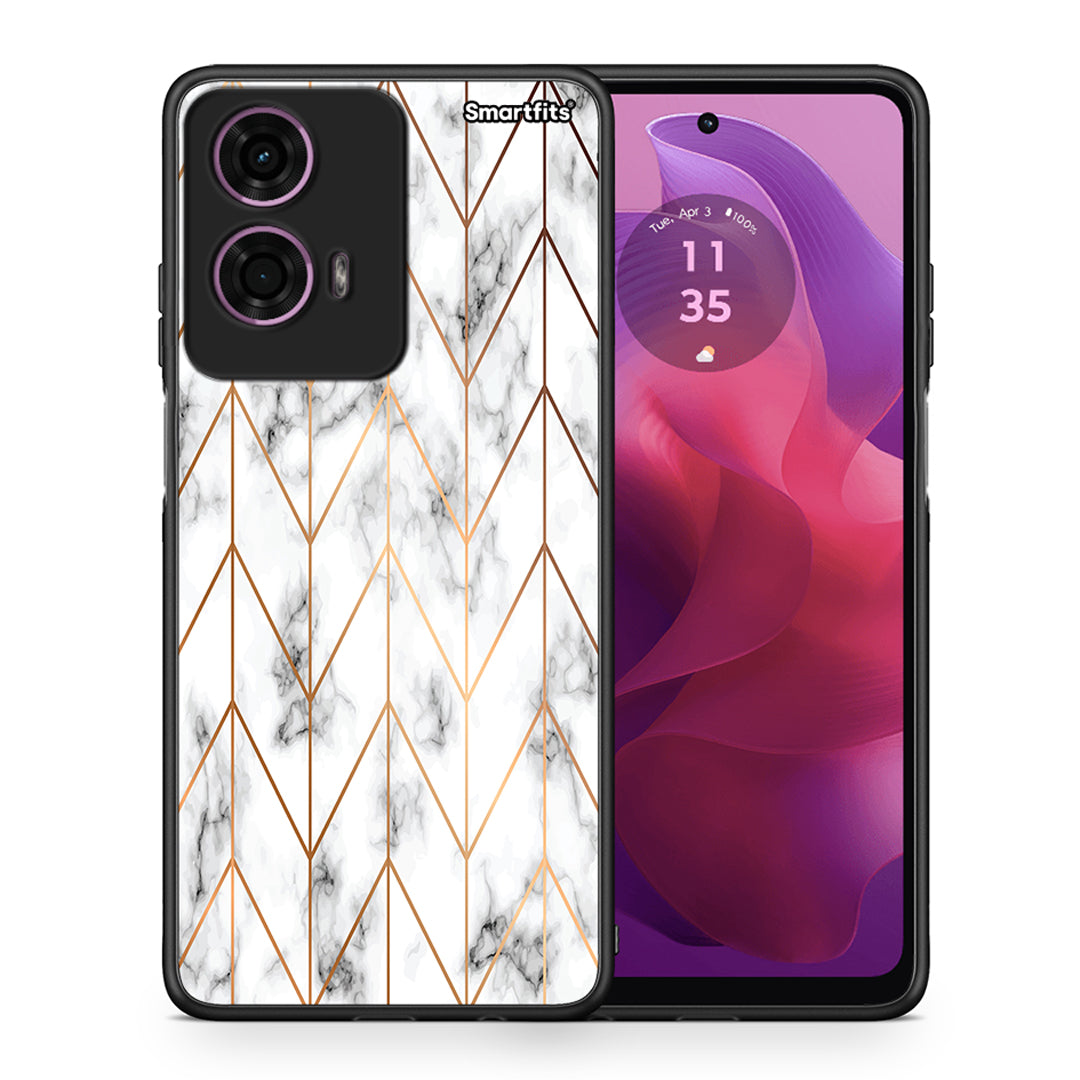 Θήκη Motorola G24 Gold Geometric Marble από τη Smartfits με σχέδιο στο πίσω μέρος και μαύρο περίβλημα | Motorola G24 Gold Geometric Marble case with colorful back and black bezels