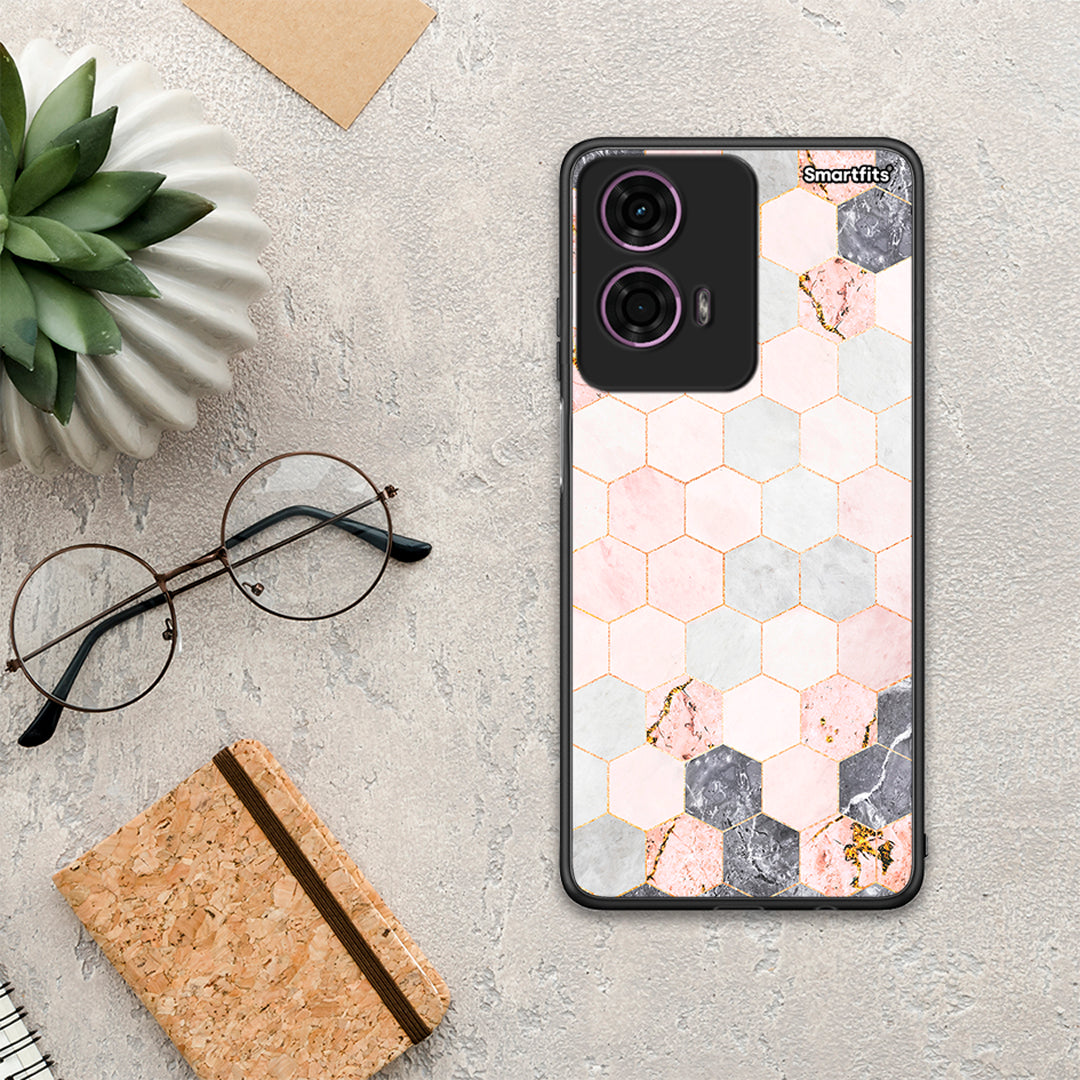 Marble Hexagon Pink - Motorola G24 θήκη