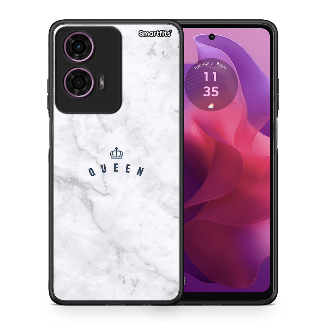 Θήκη Motorola G24 Queen Marble από τη Smartfits με σχέδιο στο πίσω μέρος και μαύρο περίβλημα | Motorola G24 Queen Marble case with colorful back and black bezels