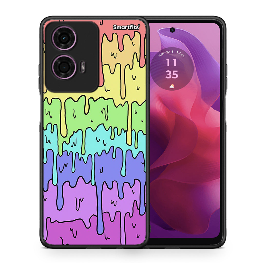 Θήκη Motorola G24 Melting Rainbow από τη Smartfits με σχέδιο στο πίσω μέρος και μαύρο περίβλημα | Motorola G24 Melting Rainbow case with colorful back and black bezels