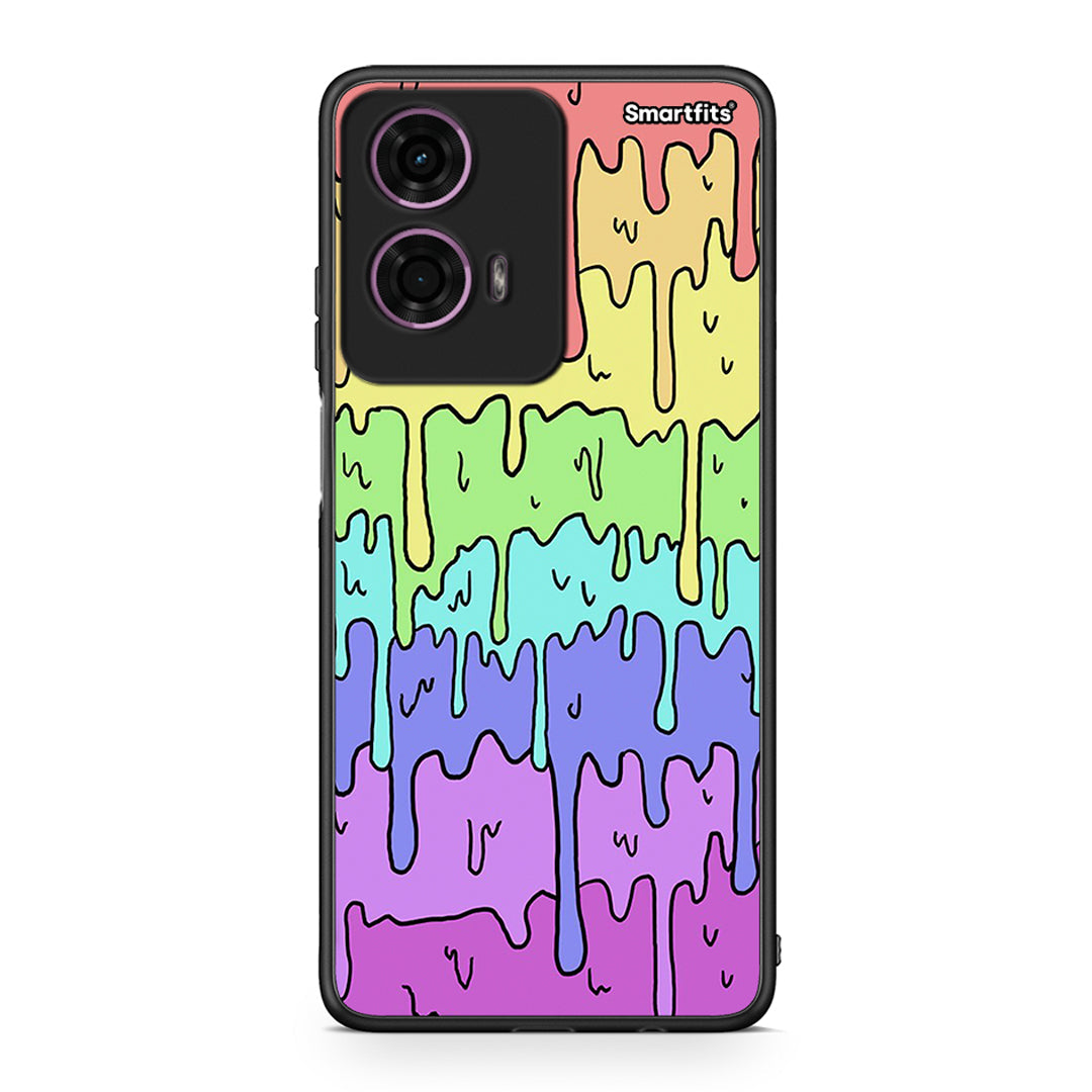 Motorola G24 Melting Rainbow θήκη από τη Smartfits με σχέδιο στο πίσω μέρος και μαύρο περίβλημα | Smartphone case with colorful back and black bezels by Smartfits