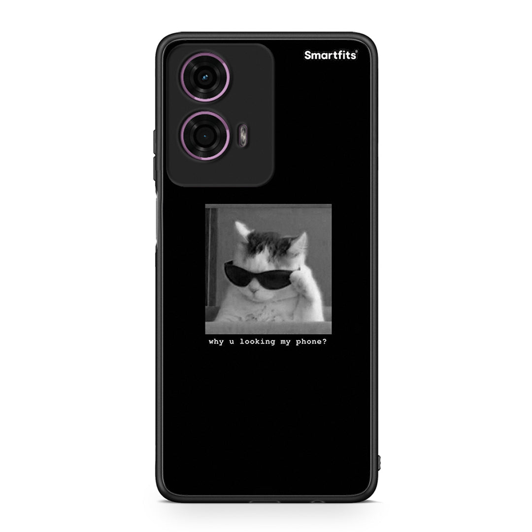 Motorola G24 Meme Cat θήκη από τη Smartfits με σχέδιο στο πίσω μέρος και μαύρο περίβλημα | Smartphone case with colorful back and black bezels by Smartfits