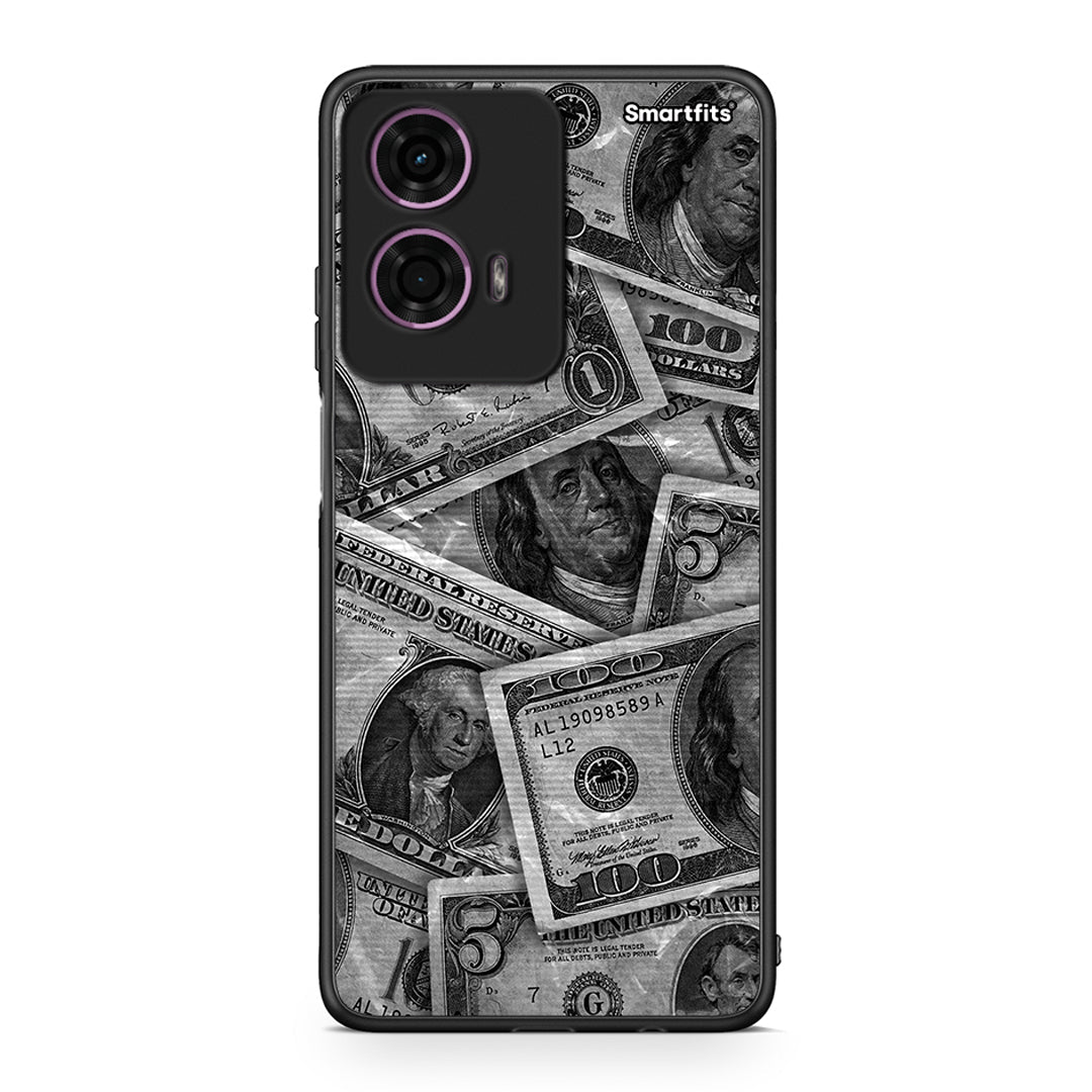 Motorola G24 Money Dollars θήκη από τη Smartfits με σχέδιο στο πίσω μέρος και μαύρο περίβλημα | Smartphone case with colorful back and black bezels by Smartfits