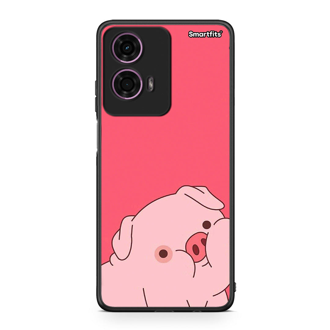 Motorola G24 Pig Love 1 Θήκη Αγίου Βαλεντίνου από τη Smartfits με σχέδιο στο πίσω μέρος και μαύρο περίβλημα | Smartphone case with colorful back and black bezels by Smartfits