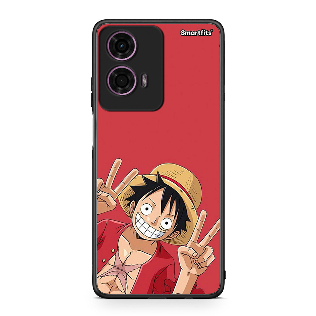 Motorola G24 Pirate Luffy Θήκη από τη Smartfits με σχέδιο στο πίσω μέρος και μαύρο περίβλημα | Smartphone case with colorful back and black bezels by Smartfits