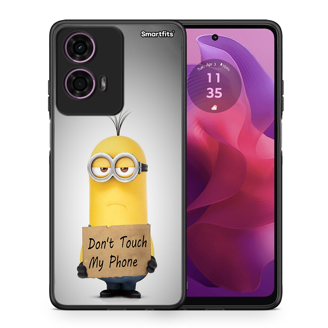 Θήκη Motorola G24 Minion Text από τη Smartfits με σχέδιο στο πίσω μέρος και μαύρο περίβλημα | Motorola G24 Minion Text case with colorful back and black bezels