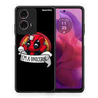 Thumbnail for Θήκη Motorola G24 Unicorn Deadpool από τη Smartfits με σχέδιο στο πίσω μέρος και μαύρο περίβλημα | Motorola G24 Unicorn Deadpool case with colorful back and black bezels