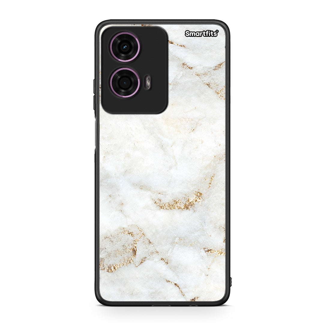 Motorola G24 White Gold Marble θήκη από τη Smartfits με σχέδιο στο πίσω μέρος και μαύρο περίβλημα | Smartphone case with colorful back and black bezels by Smartfits