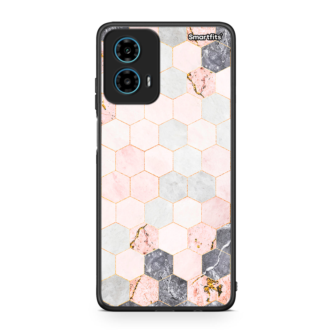 4 - Motorola G34 5G Hexagon Pink Marble case, cover, bumper