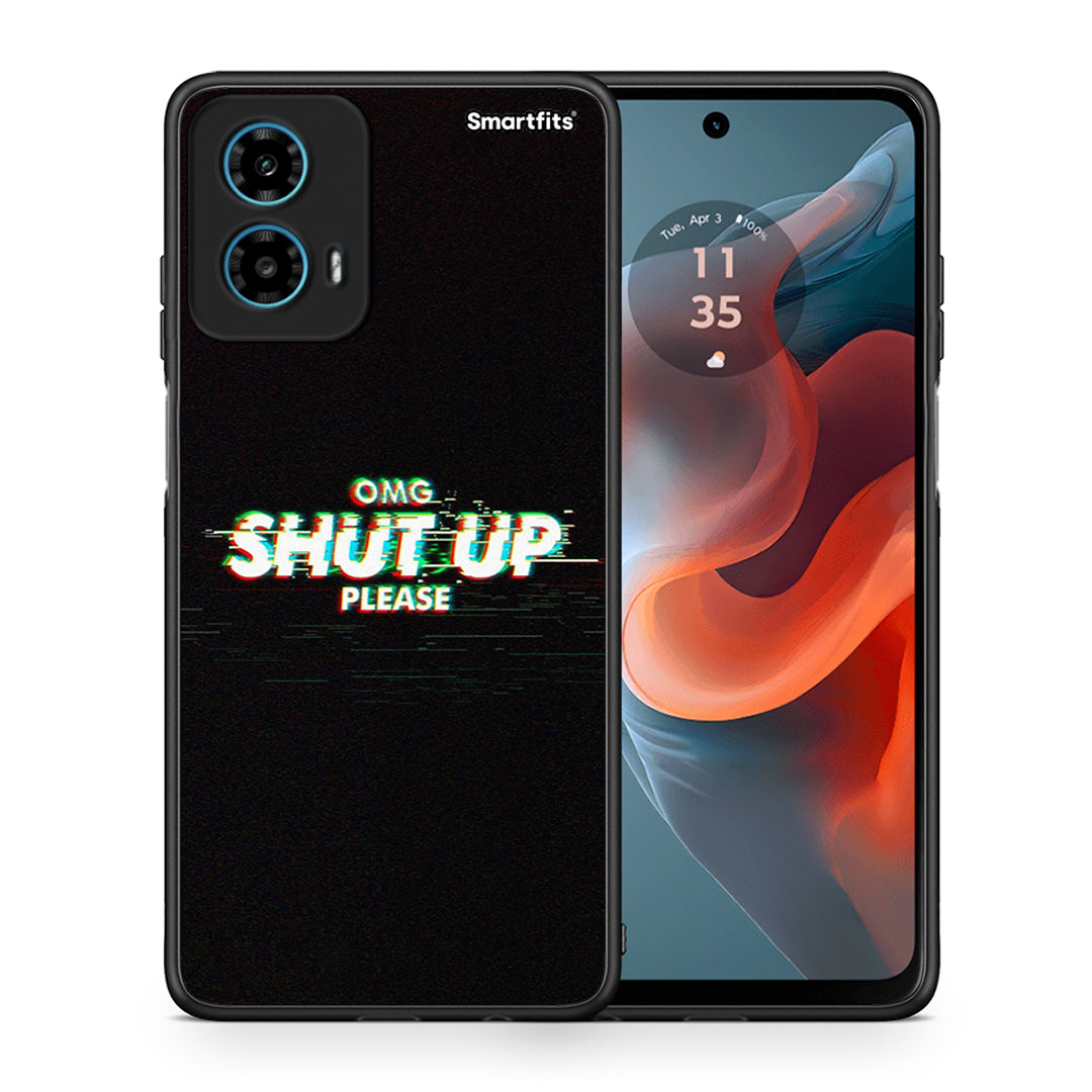 Θήκη Motorola G34 5G OMG ShutUp από τη Smartfits με σχέδιο στο πίσω μέρος και μαύρο περίβλημα | Motorola G34 5G OMG ShutUp case with colorful back and black bezels