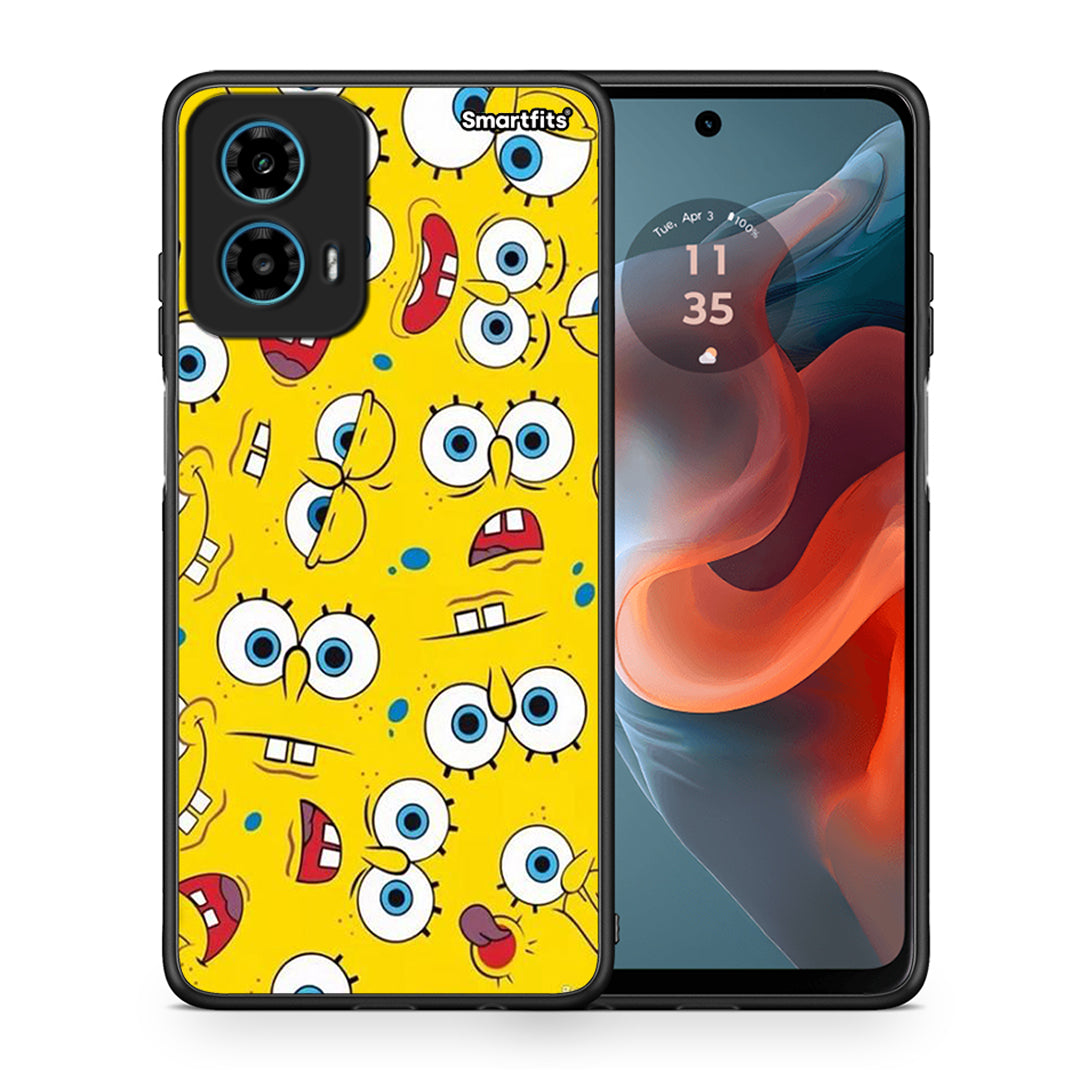 Θήκη Motorola G34 5G Sponge PopArt από τη Smartfits με σχέδιο στο πίσω μέρος και μαύρο περίβλημα | Motorola G34 5G Sponge PopArt case with colorful back and black bezels