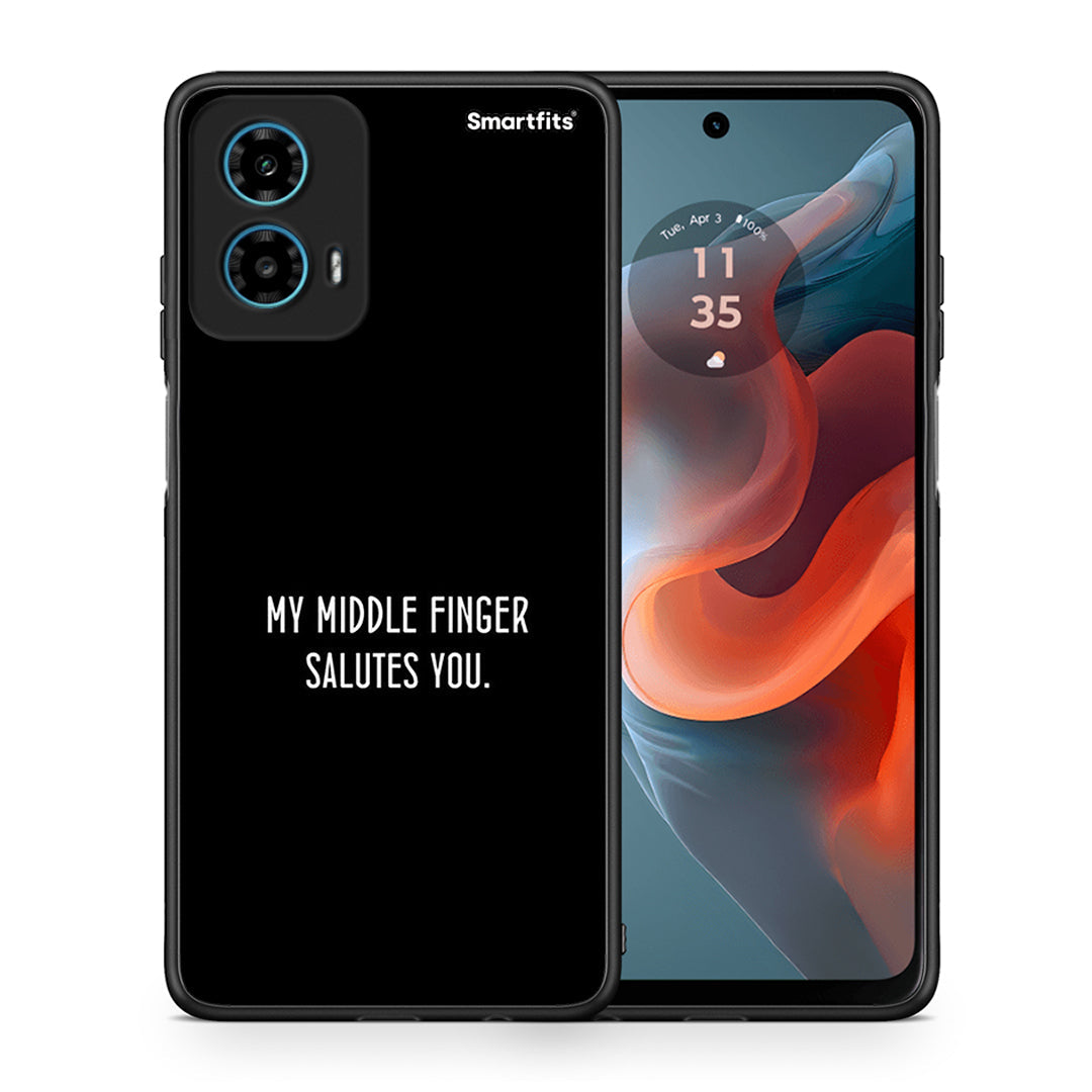 Θήκη Motorola G34 5G Salute από τη Smartfits με σχέδιο στο πίσω μέρος και μαύρο περίβλημα | Motorola G34 5G Salute case with colorful back and black bezels