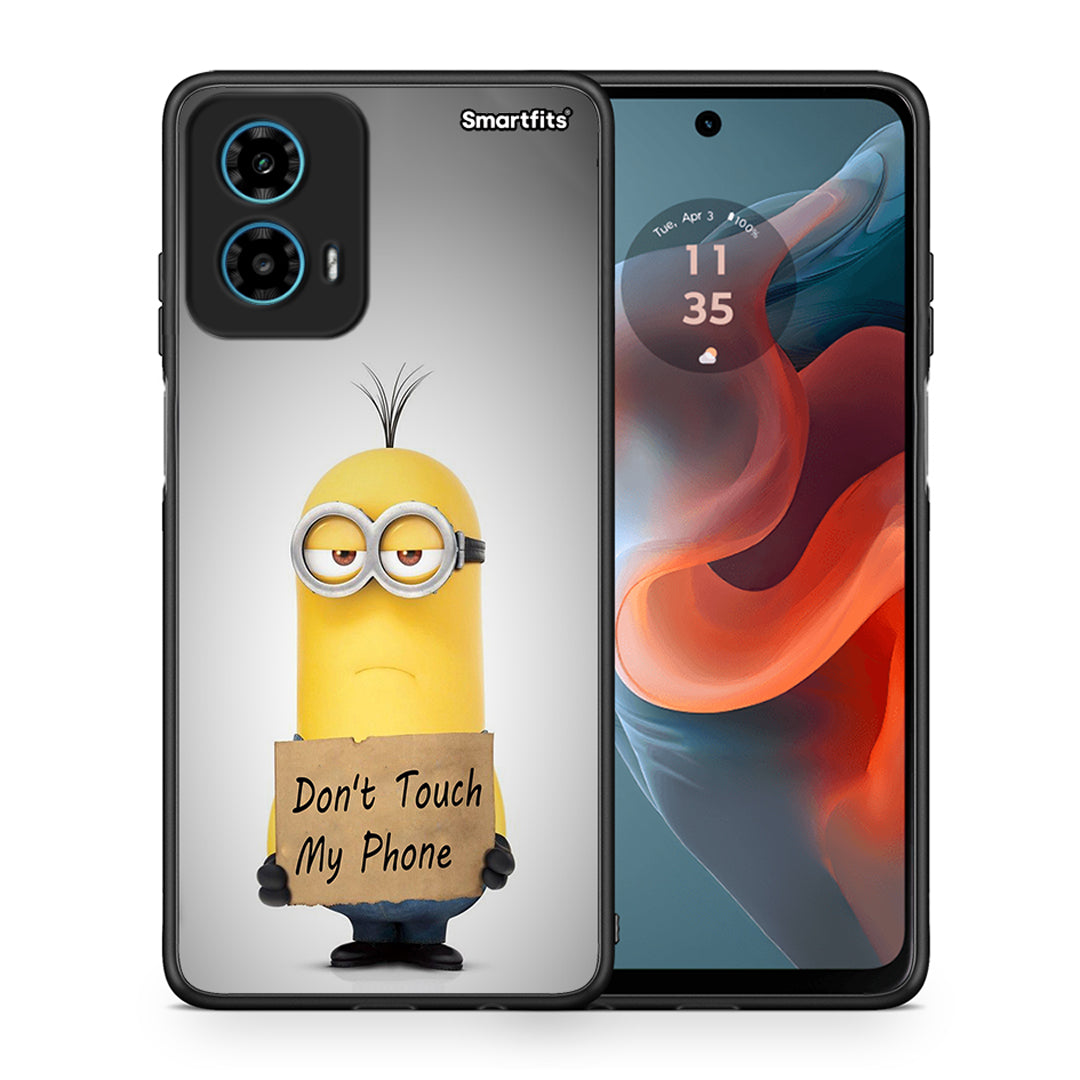 Θήκη Motorola G34 5G Minion Text από τη Smartfits με σχέδιο στο πίσω μέρος και μαύρο περίβλημα | Motorola G34 5G Minion Text case with colorful back and black bezels