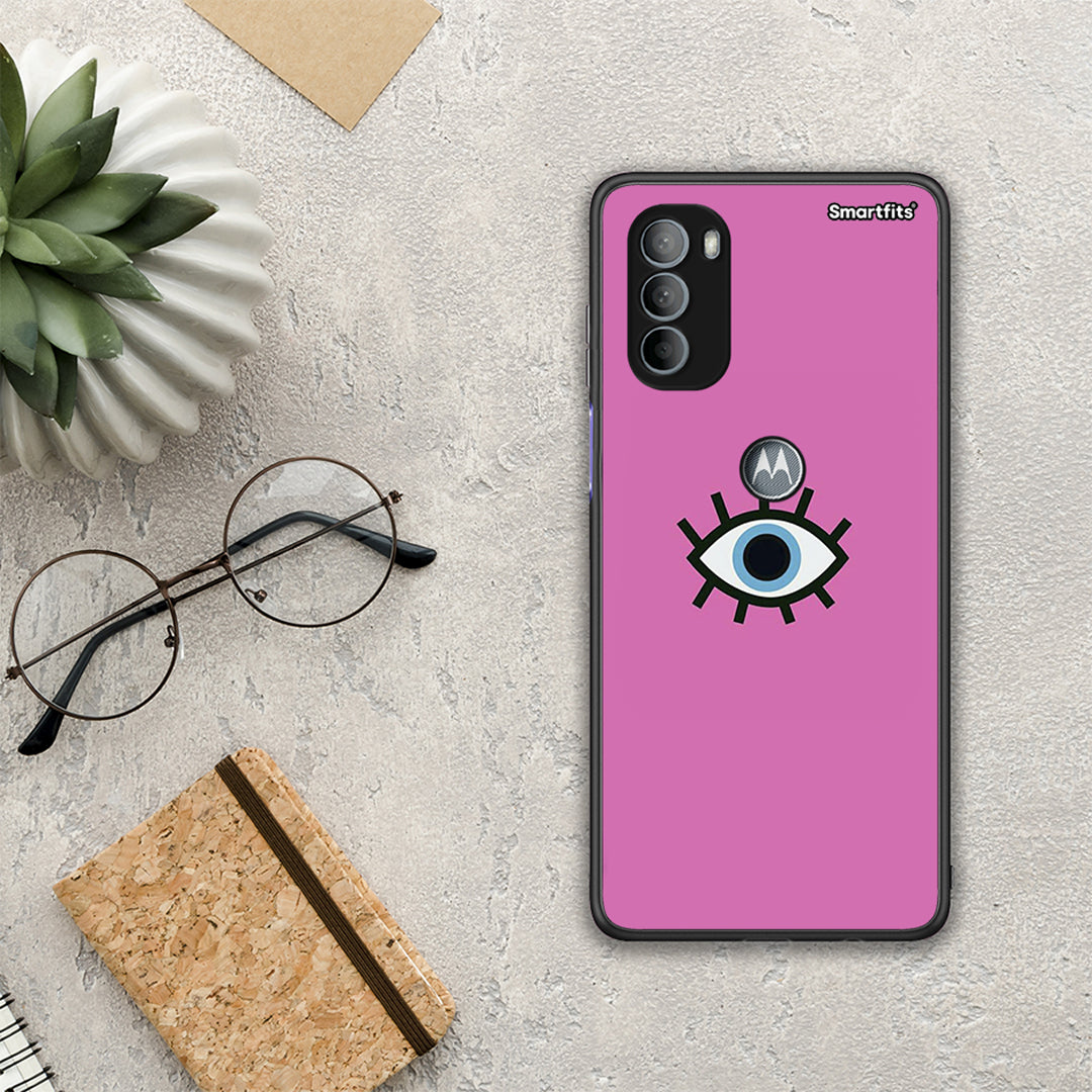 076 Blue Eye Pink - Motorola Moto G31 θήκη