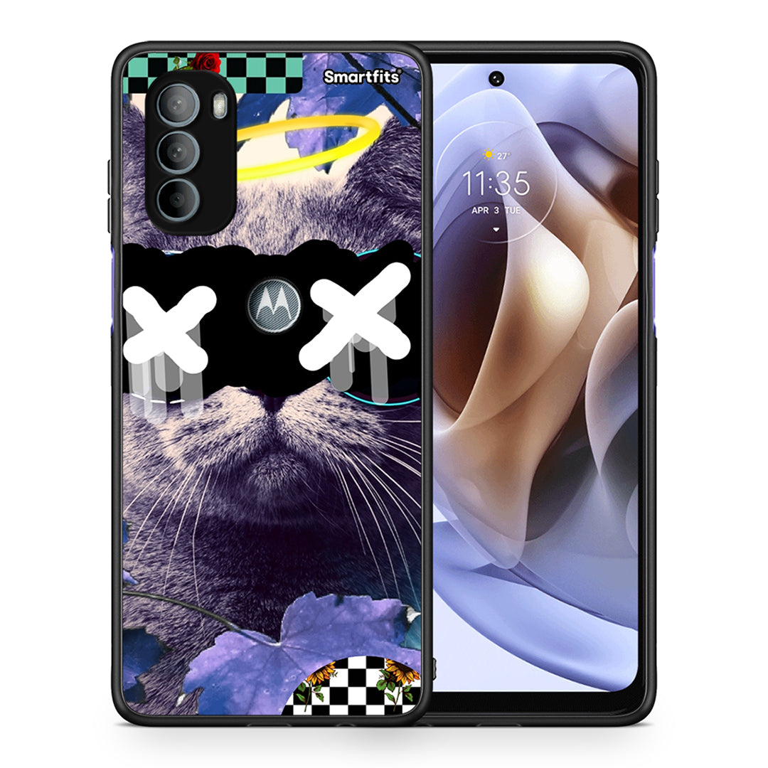 Θήκη Motorola Moto G31 Cat Collage από τη Smartfits με σχέδιο στο πίσω μέρος και μαύρο περίβλημα | Motorola Moto G31 Cat Collage case with colorful back and black bezels