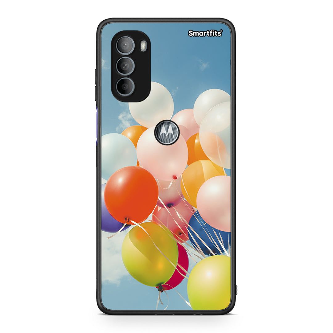 Motorola Moto G31 Colorful Balloons θήκη από τη Smartfits με σχέδιο στο πίσω μέρος και μαύρο περίβλημα | Smartphone case with colorful back and black bezels by Smartfits