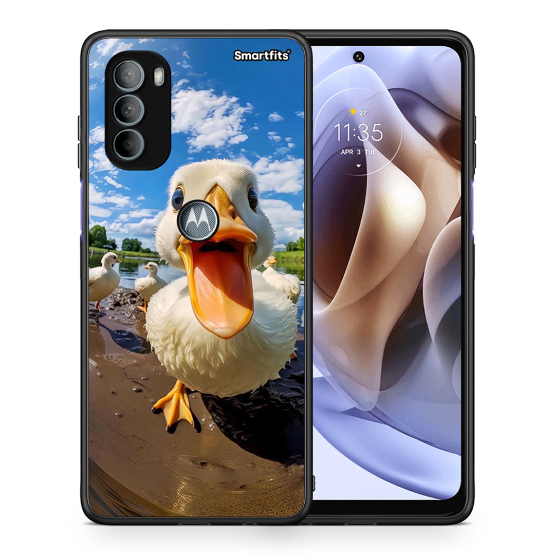 Θήκη Motorola Moto G31 Duck Face από τη Smartfits με σχέδιο στο πίσω μέρος και μαύρο περίβλημα | Motorola Moto G31 Duck Face case with colorful back and black bezels