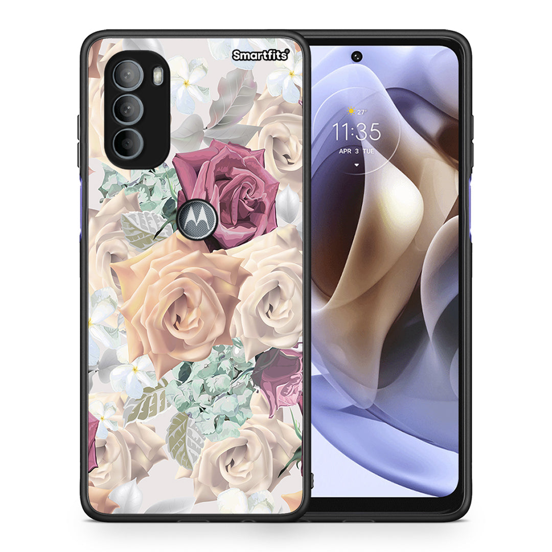 Θήκη Motorola Moto G31 Bouquet Floral από τη Smartfits με σχέδιο στο πίσω μέρος και μαύρο περίβλημα | Motorola Moto G31 Bouquet Floral case with colorful back and black bezels