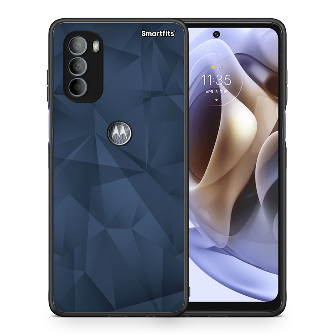 Θήκη Motorola Moto G31 Blue Abstract Geometric από τη Smartfits με σχέδιο στο πίσω μέρος και μαύρο περίβλημα | Motorola Moto G31 Blue Abstract Geometric case with colorful back and black bezels