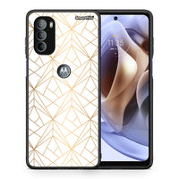 Thumbnail for Θήκη Motorola Moto G31 Luxury White Geometric από τη Smartfits με σχέδιο στο πίσω μέρος και μαύρο περίβλημα | Motorola Moto G31 Luxury White Geometric case with colorful back and black bezels
