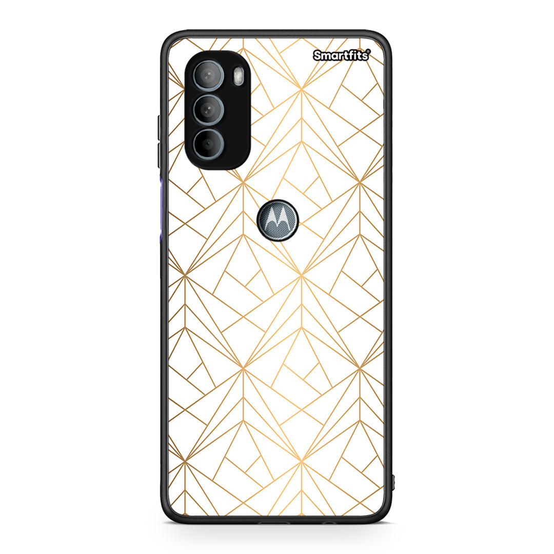 111 - Motorola Moto G31 Luxury White Geometric case, cover, bumper