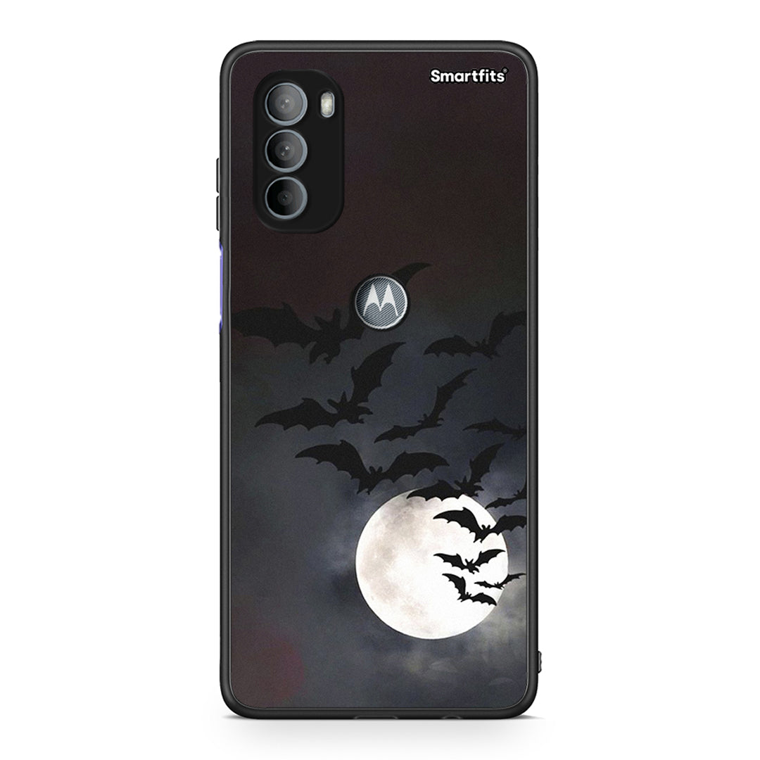 Motorola Moto G31 Halloween Bat Night Θήκη από τη Smartfits με σχέδιο στο πίσω μέρος και μαύρο περίβλημα | Smartphone case with colorful back and black bezels by Smartfits