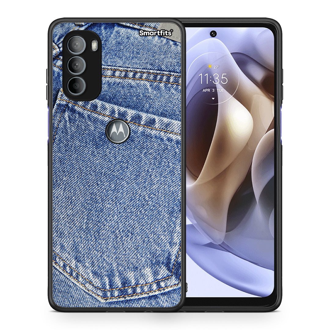 Θήκη Motorola Moto G31 Jeans Pocket από τη Smartfits με σχέδιο στο πίσω μέρος και μαύρο περίβλημα | Motorola Moto G31 Jeans Pocket case with colorful back and black bezels