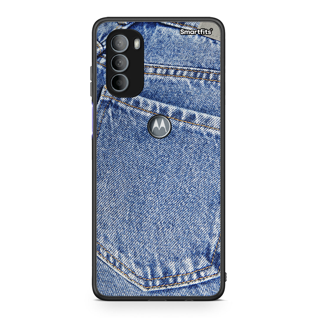 Motorola Moto G31 Jeans Pocket θήκη από τη Smartfits με σχέδιο στο πίσω μέρος και μαύρο περίβλημα | Smartphone case with colorful back and black bezels by Smartfits
