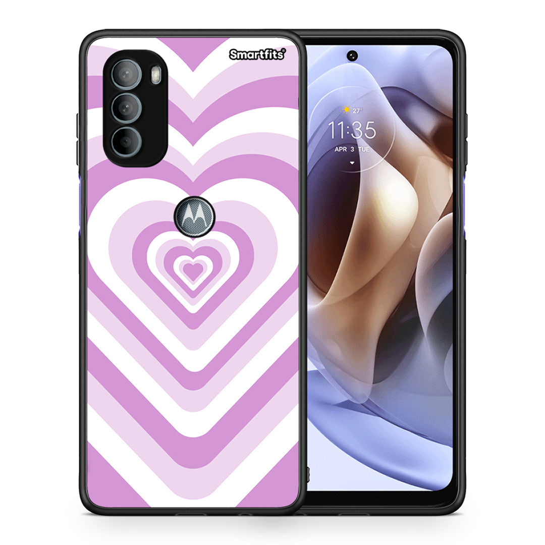 Θήκη Motorola Moto G31 Lilac Hearts από τη Smartfits με σχέδιο στο πίσω μέρος και μαύρο περίβλημα | Motorola Moto G31 Lilac Hearts case with colorful back and black bezels