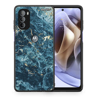 Thumbnail for Θήκη Motorola Moto G31 Marble Blue από τη Smartfits με σχέδιο στο πίσω μέρος και μαύρο περίβλημα | Motorola Moto G31 Marble Blue case with colorful back and black bezels