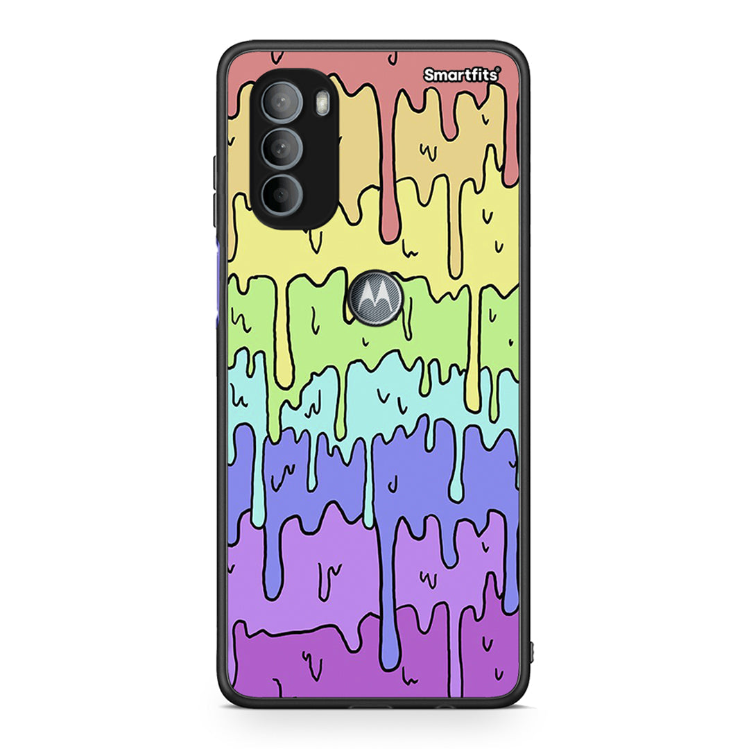 Motorola Moto G31 Melting Rainbow θήκη από τη Smartfits με σχέδιο στο πίσω μέρος και μαύρο περίβλημα | Smartphone case with colorful back and black bezels by Smartfits