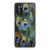 Thumbnail for Motorola Moto G31 Real Peacock Feathers θήκη από τη Smartfits με σχέδιο στο πίσω μέρος και μαύρο περίβλημα | Smartphone case with colorful back and black bezels by Smartfits