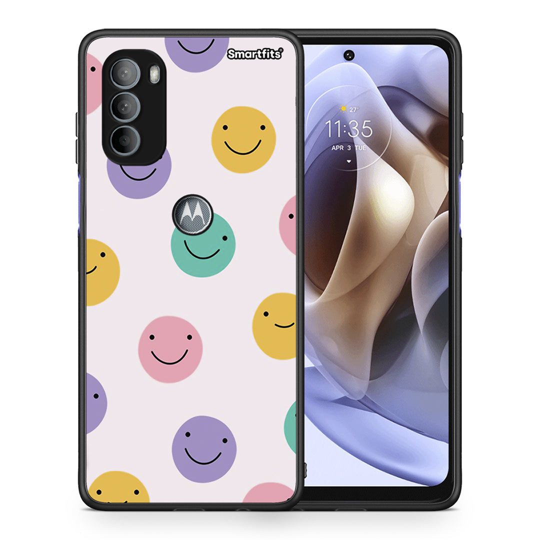 Θήκη Motorola Moto G31 Smiley Faces από τη Smartfits με σχέδιο στο πίσω μέρος και μαύρο περίβλημα | Motorola Moto G31 Smiley Faces case with colorful back and black bezels