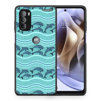 Thumbnail for Θήκη Motorola Moto G31 Swimming Dolphins από τη Smartfits με σχέδιο στο πίσω μέρος και μαύρο περίβλημα | Motorola Moto G31 Swimming Dolphins case with colorful back and black bezels