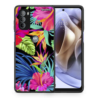 Thumbnail for Θήκη Motorola Moto G31 Tropical Flowers από τη Smartfits με σχέδιο στο πίσω μέρος και μαύρο περίβλημα | Motorola Moto G31 Tropical Flowers case with colorful back and black bezels