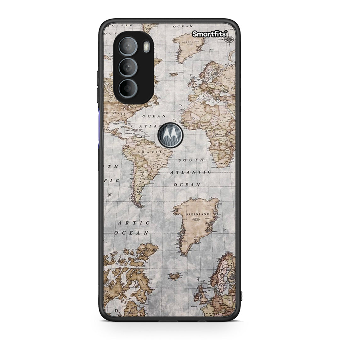 Motorola Moto G31 World Map Θήκη από τη Smartfits με σχέδιο στο πίσω μέρος και μαύρο περίβλημα | Smartphone case with colorful back and black bezels by Smartfits