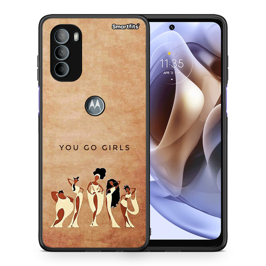 Θήκη Motorola Moto G31 You Go Girl από τη Smartfits με σχέδιο στο πίσω μέρος και μαύρο περίβλημα | Motorola Moto G31 You Go Girl case with colorful back and black bezels