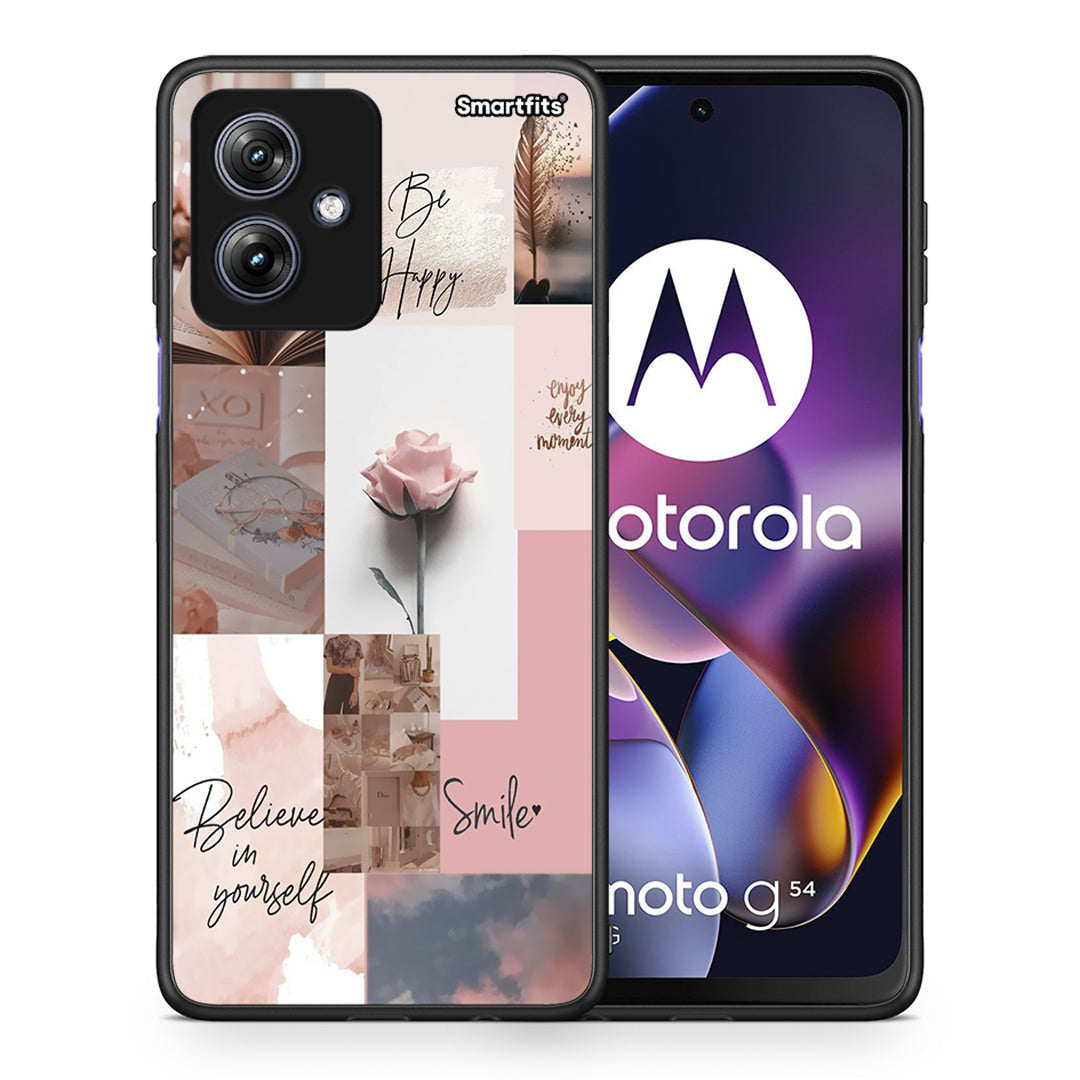 Θήκη Motorola Moto G54 Aesthetic Collage από τη Smartfits με σχέδιο στο πίσω μέρος και μαύρο περίβλημα | Motorola Moto G54 Aesthetic Collage case with colorful back and black bezels