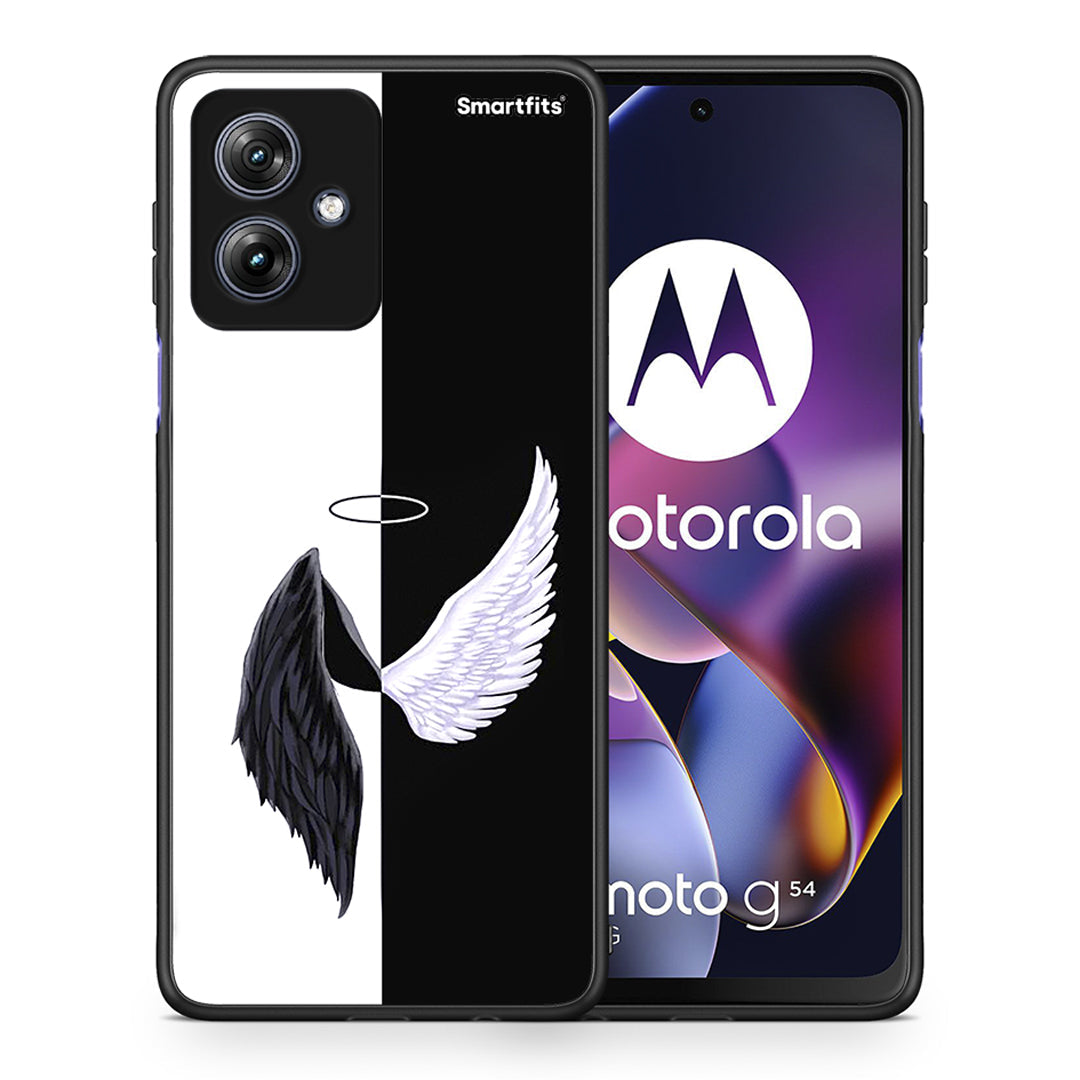 Θήκη Motorola Moto G54 Angels Demons από τη Smartfits με σχέδιο στο πίσω μέρος και μαύρο περίβλημα | Motorola Moto G54 Angels Demons case with colorful back and black bezels