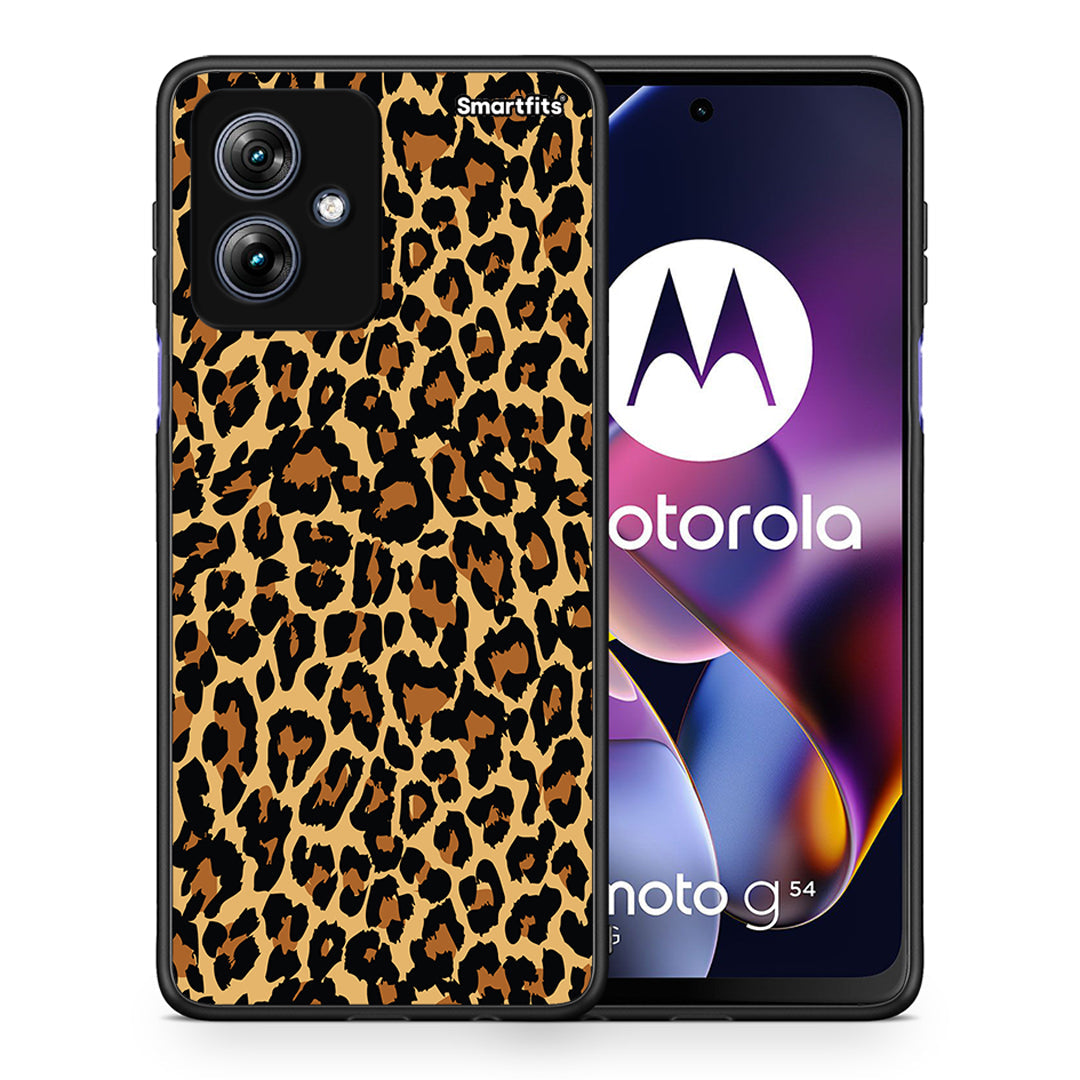 Θήκη Motorola Moto G54 Leopard Animal από τη Smartfits με σχέδιο στο πίσω μέρος και μαύρο περίβλημα | Motorola Moto G54 Leopard Animal case with colorful back and black bezels