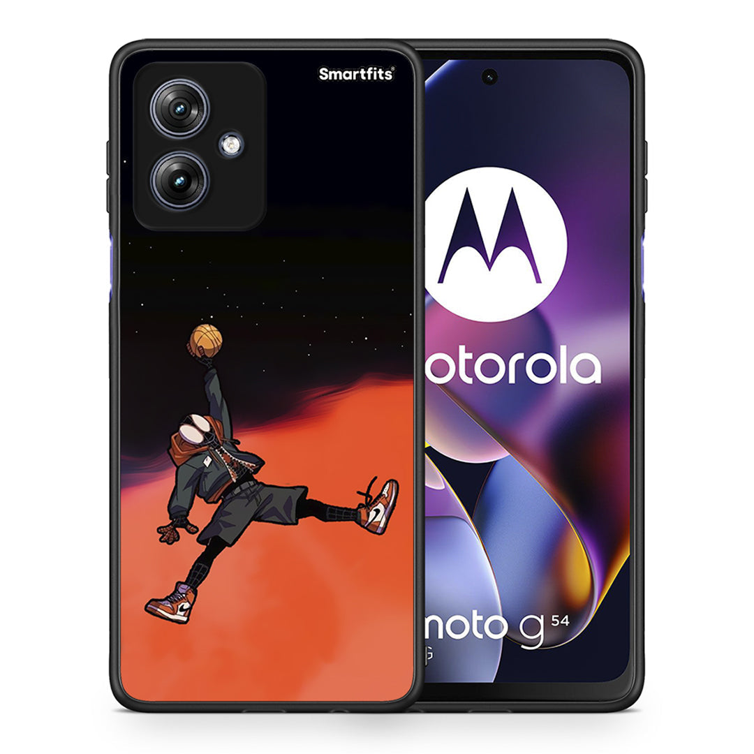 Θήκη Motorola Moto G54 Basketball Hero από τη Smartfits με σχέδιο στο πίσω μέρος και μαύρο περίβλημα | Motorola Moto G54 Basketball Hero case with colorful back and black bezels